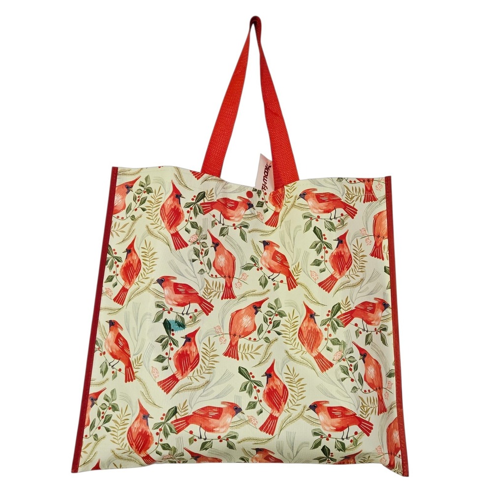 Christmas Red Cardinal Cardinals Birds Holly Garland TJMaxx Tote Bag Gift